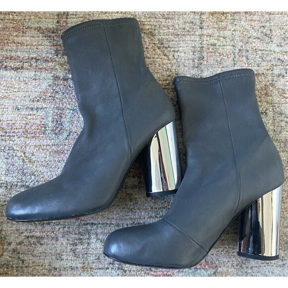 Opening Ceremony Shoes - Opening Ceremony Dylan Stretch Leather Gray Ankle Boots Size 38 Chrome Heel